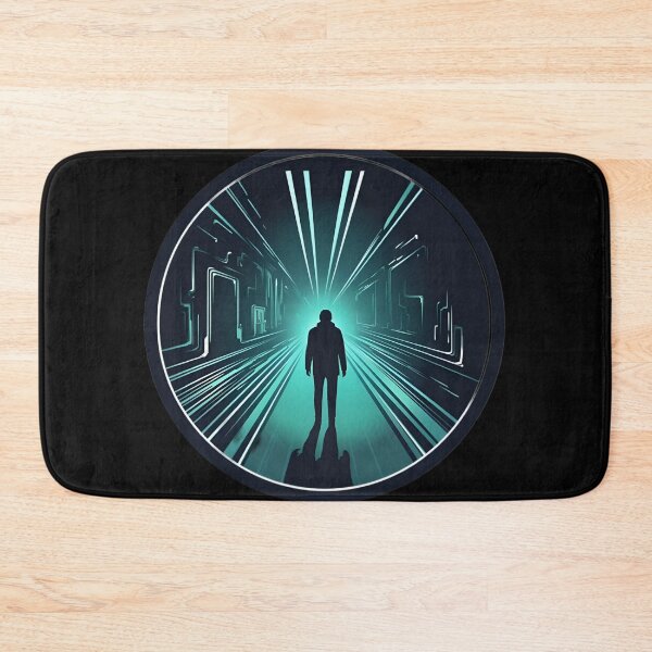 Item preview, Walking in a dark neon tunnel sci-fi designed and sold by AI-Only Creations.