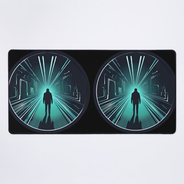 Item preview, Walking in a dark neon tunnel sci-fi designed and sold by AI-Only Creations.