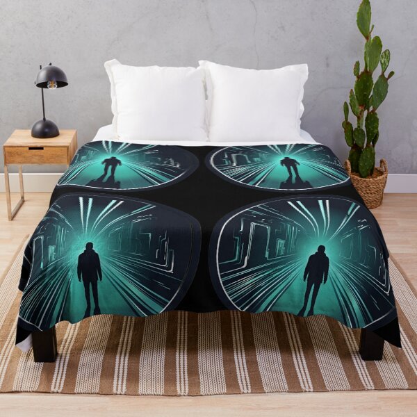 Item preview, Walking in a dark neon tunnel sci-fi designed and sold by AI-Only Creations.