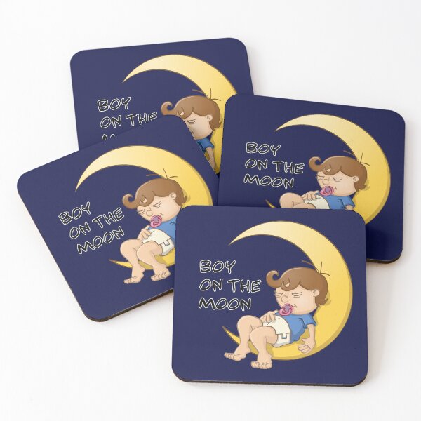 Item preview, illustration of A sleeping baby boy on the moon designed and sold by Stef Ringoot, cartoons and illustrations.