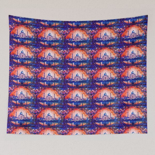 Item preview, The Taj Mahal, India, Orange, AI Generated Art - An Iconic Monument and Beautiful Tomb designed and sold by studioSharonKay.