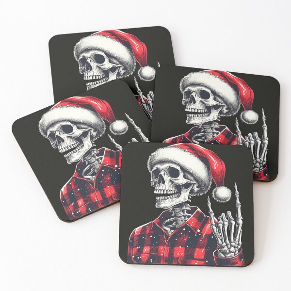 Item preview, Christmas Skeleton Wearing Santa's Hat designed and sold by CreepyCornerArt.