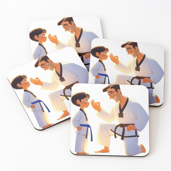 Item preview, Taekwondo Sensei Mentorship Boy White GI Cartoon Style designed and sold by Martial-Art-23.