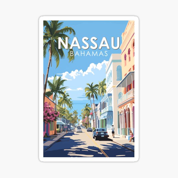 Item preview, Nassau Bahamas Travel Art Vintage designed and sold by KrisSidDesigns.