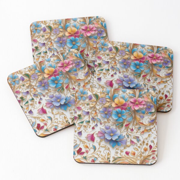 Item preview, Vibrant Pastel Flowers in Gold designed and sold by Neranchara.