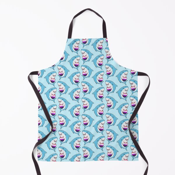 Item preview, Pattern of Cute Happy Blahaj Blue Sharks Holding Genderfluid Flag Hearts designed and sold by AroAxel.