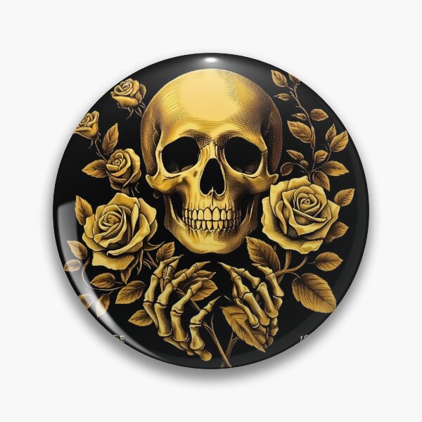 Item preview, Calavera dorada sosteniendo rosas designed and sold by Day Dreamer.