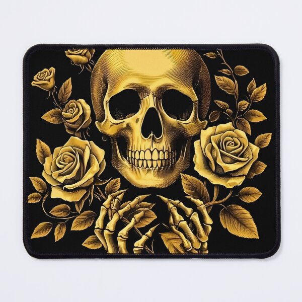 Item preview, Golden Skull holding Roses designed and sold by Day Dreamer.