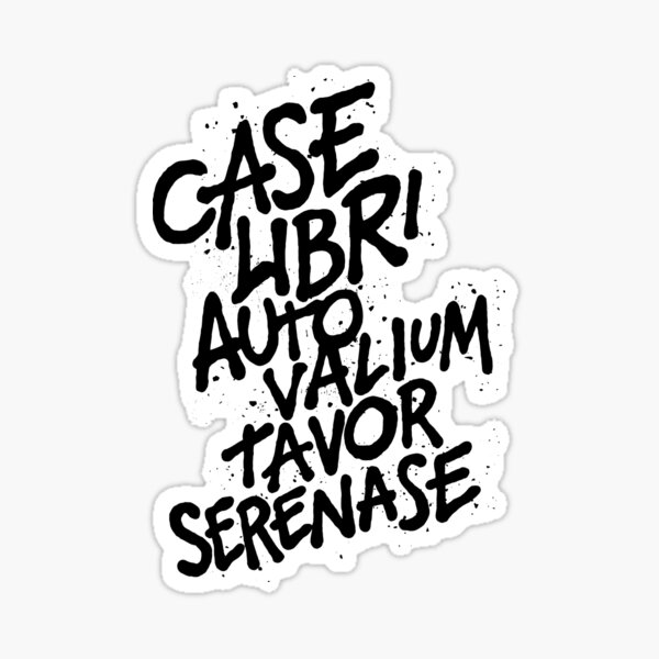 Case Libri Auto Valium Tavor Serenase Sticker for Sale by MDivertimenti