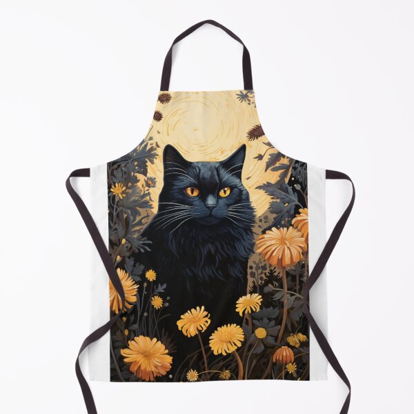 Artikelvorschau, Schwarze Katze mit Blumen im Vollmond entworfen und verkauft von AI-Concepts.
