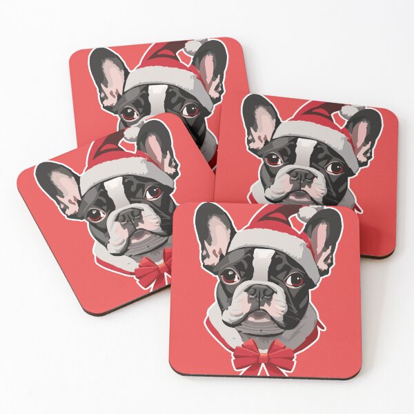 Item preview, Boston Terrier in Christmas Santa Hat with Bow designed and sold by hellomalcolm.