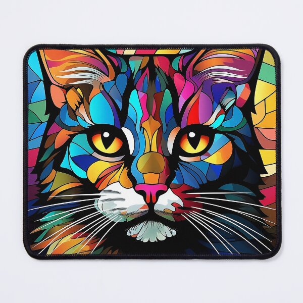Item preview, Colorful pop cat in stained glass style designed and sold by Kroborus.