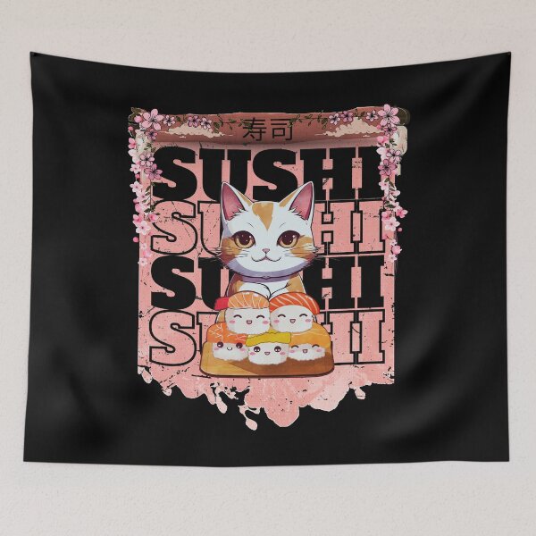 Item preview, Cat Eating Sushi  designed and sold by CasmariaOnlineShop -.