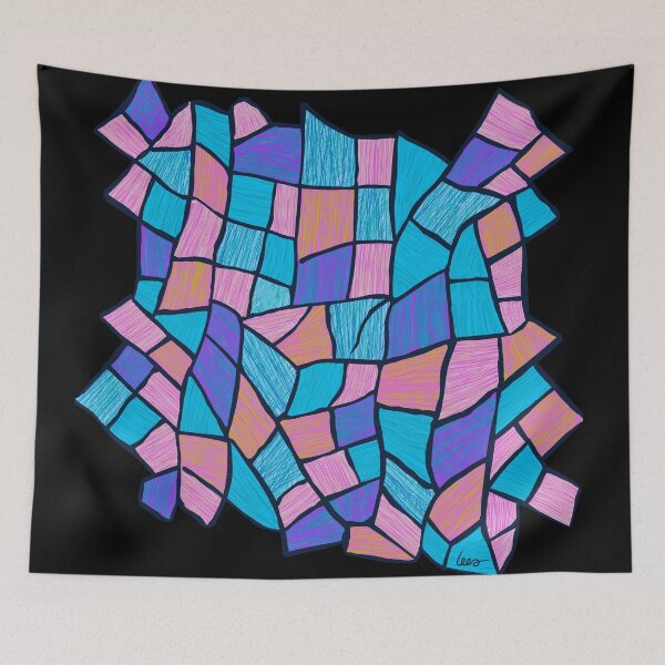 Item preview, Abstract stained glass window (pastel/large/black background) designed and sold by MentaLee.