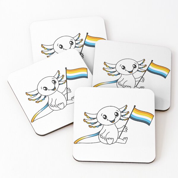 Item preview, Cute Axolotl with AroAce Sunset Pride Flag LGBTQ+ designed and sold by JoyfulJen.