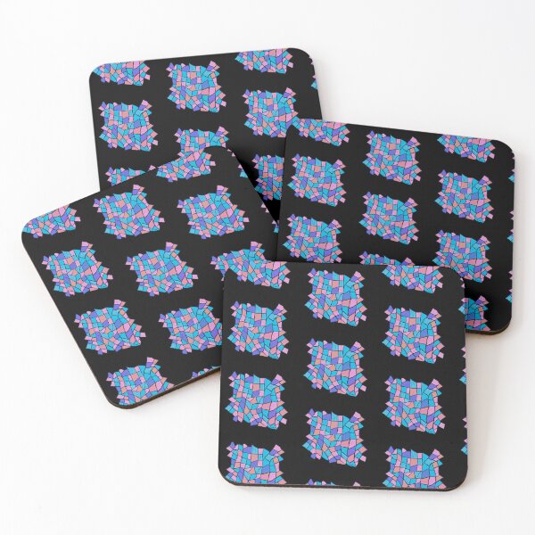 Item preview, Abstract stained glass window (pastel / small patterns / black background) designed and sold by MentaLee.