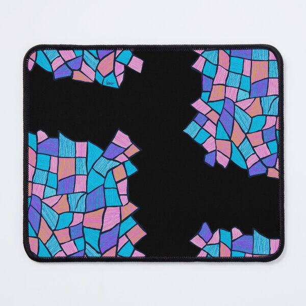 Item preview, Abstract stained glass window (pastel / small patterns / black background) designed and sold by MentaLee.