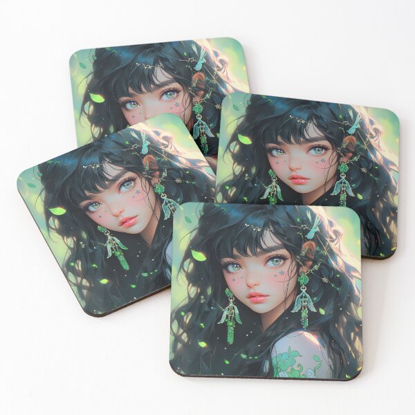 Item preview, Beautiful Elegant Green Tattooed Anime Girl designed and sold by bubblegoth.