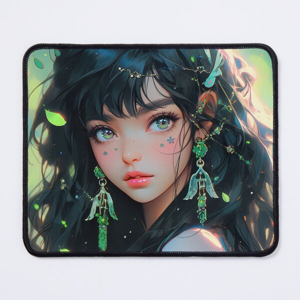 Item preview, Beautiful Elegant Green Tattooed Anime Girl designed and sold by bubblegoth.
