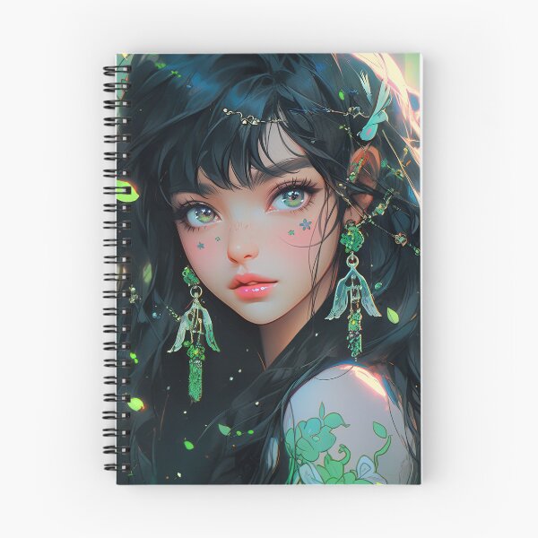 Item preview, Beautiful Elegant Green Tattooed Anime Girl designed and sold by bubblegoth.