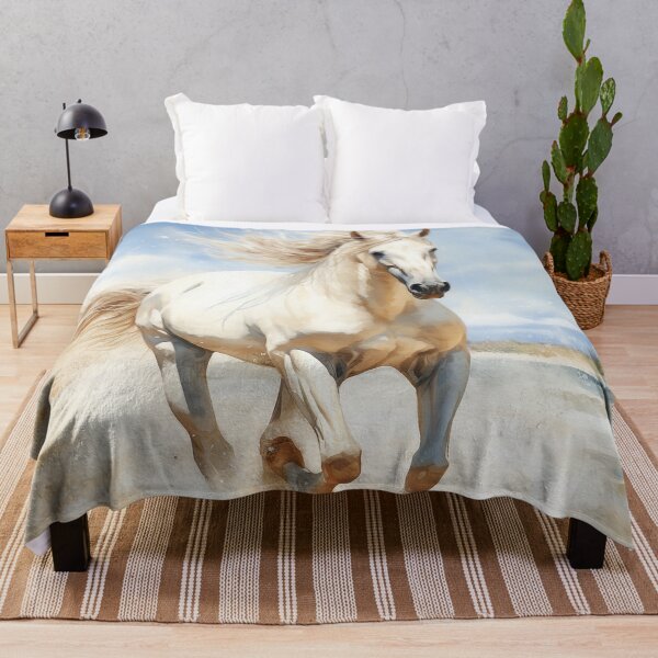 Item preview, White horse, wild stallion running on a coastal  beach  designed and sold by Inktown.