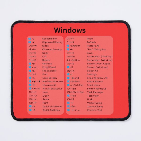 Item preview, Mac OS Shortcuts Mousepad Red designed and sold by Pandinha1994.