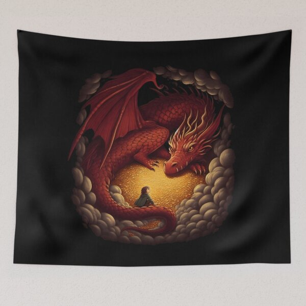 Artikelvorschau, Majestätischer roter Drache und abenteuerlustiger Einbrecher – Fantasie entworfen und verkauft von Fenay Designs.