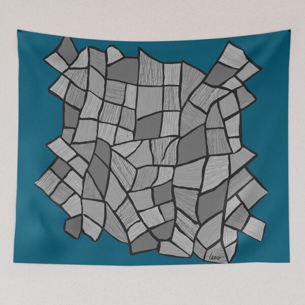 Item preview, Abstract stained glass window (gray / large / blue background) designed and sold by MentaLee.