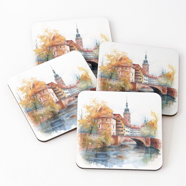 Item preview, Nuremberg heartbeat: watercolor view of the river in the old town designed and sold by KatVik-Design.