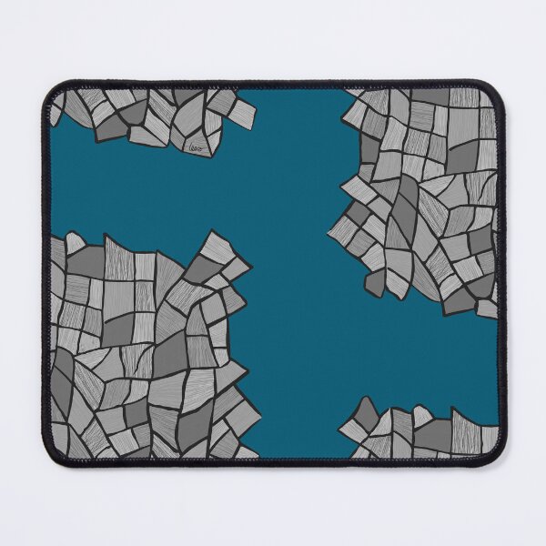 Item preview, Abstract stained glass window (gray / patterns & small / blue background) designed and sold by MentaLee.