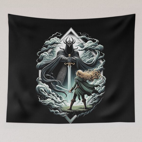 Item preview, Epic Duel - A Fierce Maiden and a Dark Wraith - Fantasy designed and sold by Fenay Designs.