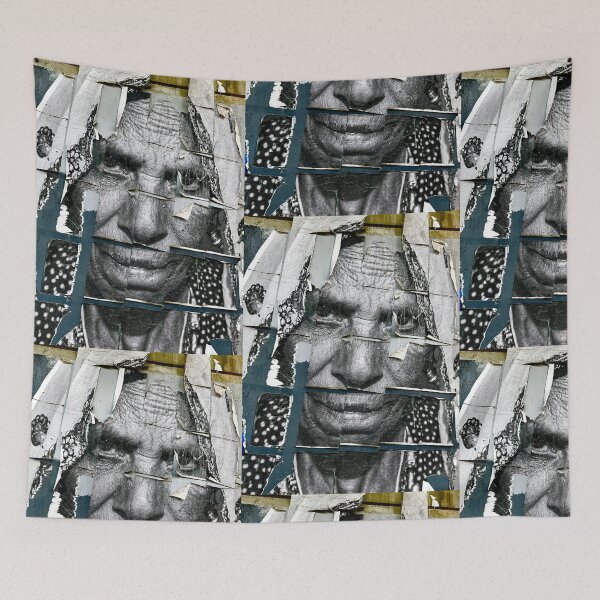 Item preview, Graffiti mural faces face black and white  designed and sold by Tropical Blood.