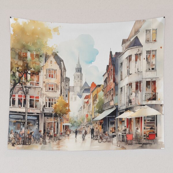 Item preview, Watercolor Glimpse of Essen City designed and sold by KatVik-Design.