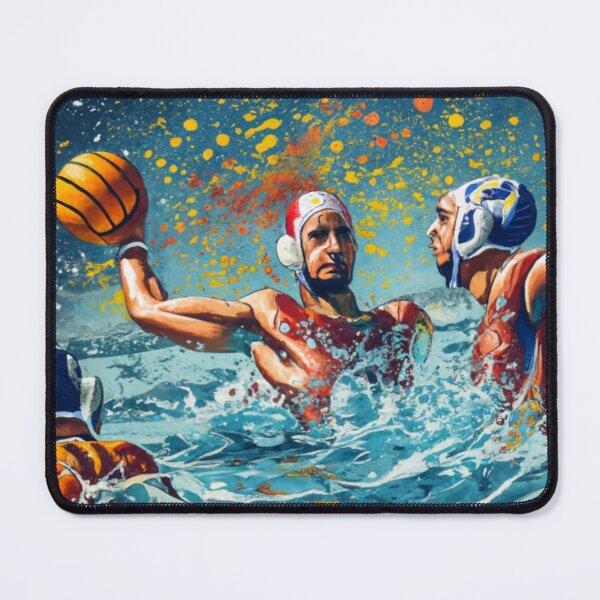 Item preview, Storm in the water. Waterpolo painting, three players in the swimming pool playing waterpolo, art vision designed and sold by waterpoloworld.