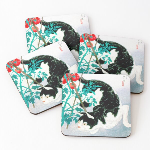 Item preview, Cat with Tomato Plant, Japan 1931, Takahashi Shōtei designed and sold by RocketshipRetro.