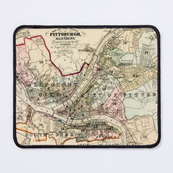 Item preview, Map of the Cities of Pittsburgh and Allegheny designed and sold by Francespoppy.