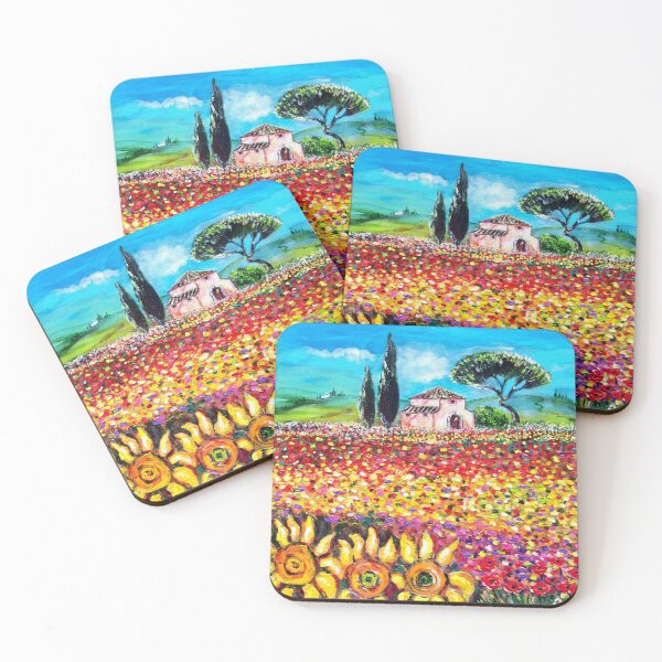 Item preview, FLORA IN TUSCANY LANDSCAPE Flower Fields ,Poppies and Sunflowers by Bulgan Lumini designed and sold by BulganLumini.