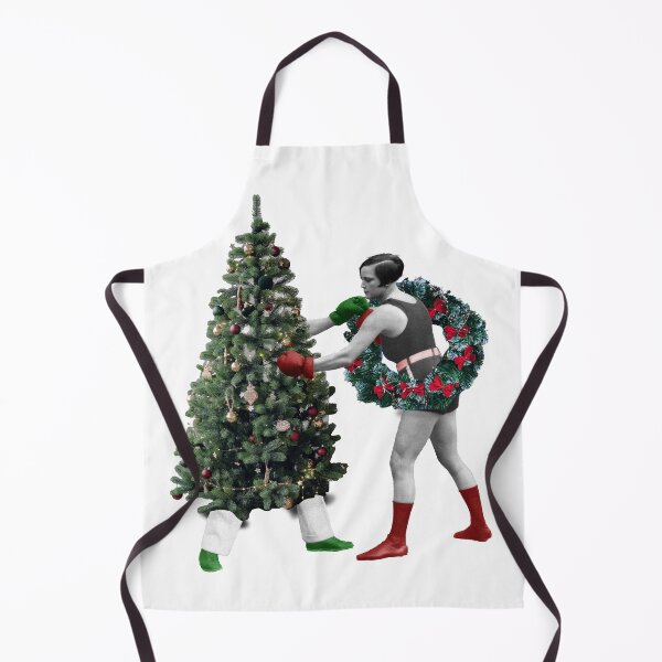 Item preview, Holiday Knockout: Surreal Collage Art Print of a Boxing Christmas Tree and a Female Boxer "Deck Those Halls" Solo designed and sold by GollyWillikers.