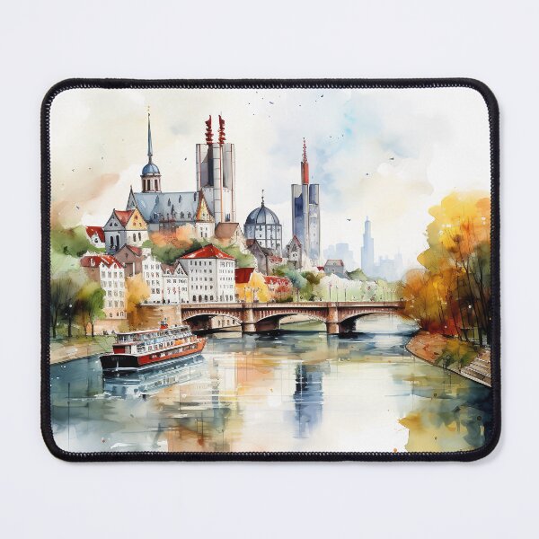 Item preview, Main River's View: Frankfurt in Aquarelle designed and sold by KatVik-Design.