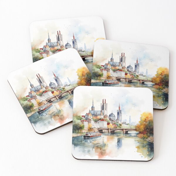 Item preview, Main River's View: Frankfurt in Aquarelle designed and sold by KatVik-Design.