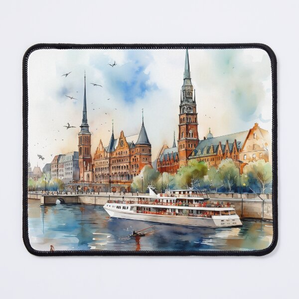 Item preview, Hamburg's Waterside Whispers in Aquarelle designed and sold by KatVik-Design.