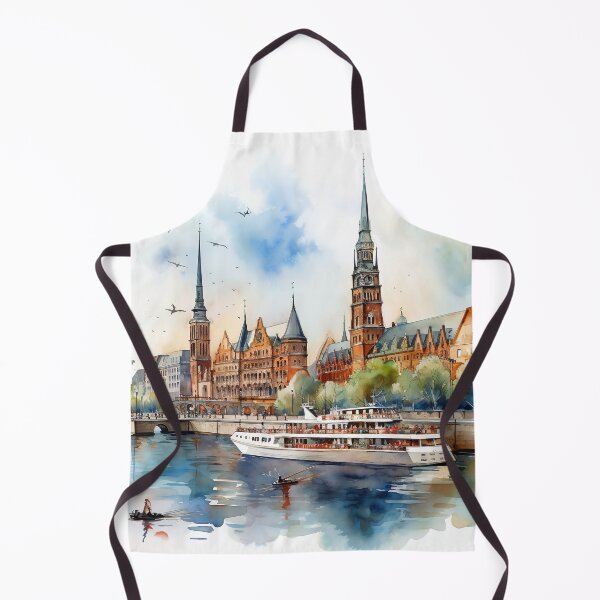 Item preview, Hamburg's Waterside Whispers in Aquarelle designed and sold by KatVik-Design.