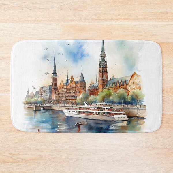 Item preview, Hamburg's Waterside Whispers in Aquarelle designed and sold by KatVik-Design.