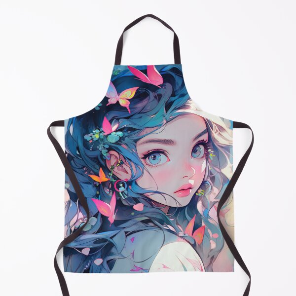 Item preview, Beautiful Blue Hair and Butterflies Anime Girl designed and sold by bubblegoth.