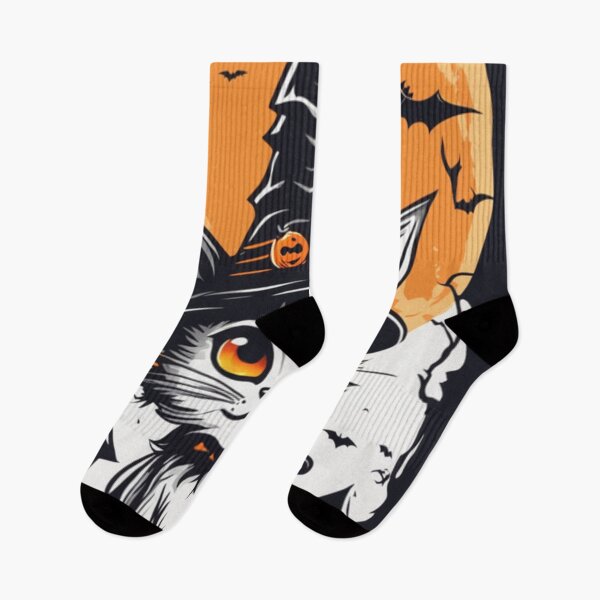 Item preview, Cute Halloween Cat: Witch Hat and Haunted House Delight designed and sold by ArtazaBazaar.