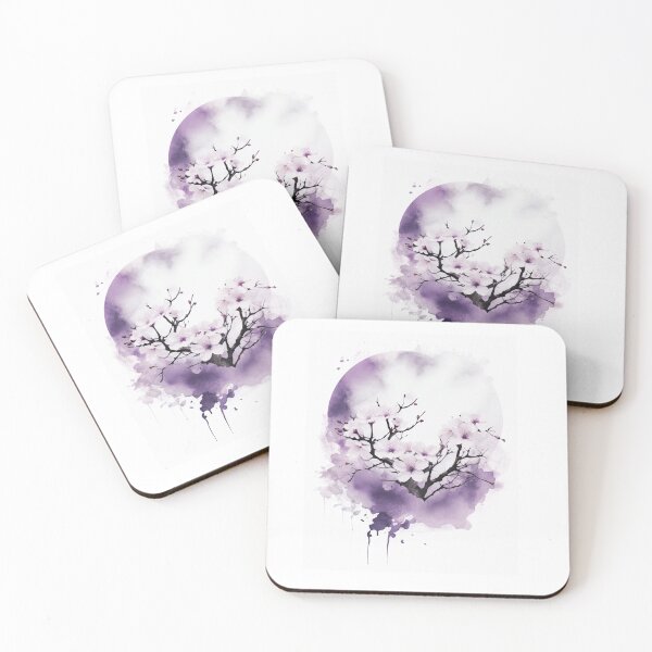 Item preview, Japandi cherry blossom in digital lavender color designed and sold by filigreedigital.