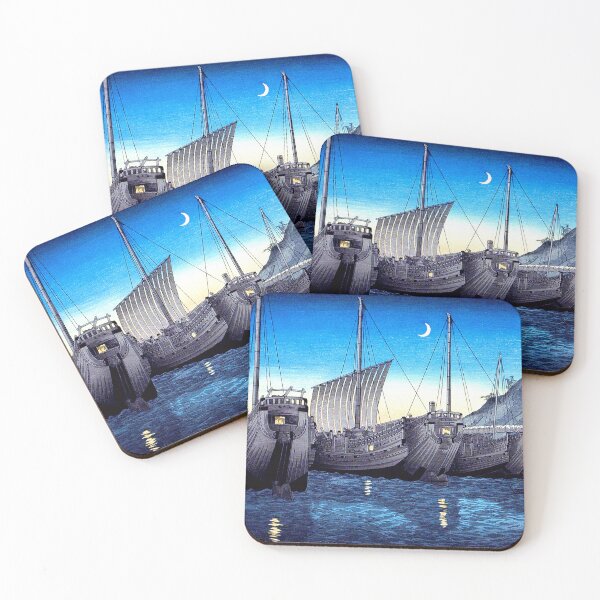 Item preview, Junks in Inatori Bay, Izu, Japan 1926, Takahashi Shōtei designed and sold by RocketshipRetro.