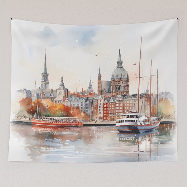Item preview, Harbor Hues: Hamburg's Aquarelle Essence designed and sold by KatVik-Design.
