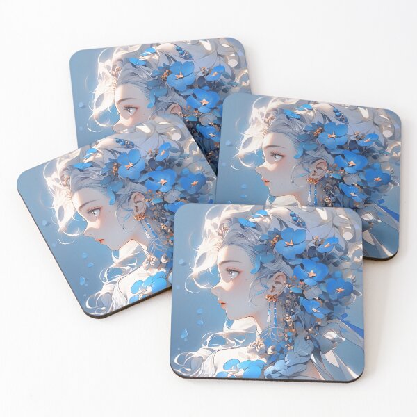 Item preview, Beautiful Elegant Blue Floral Anime Girl designed and sold by bubblegoth.