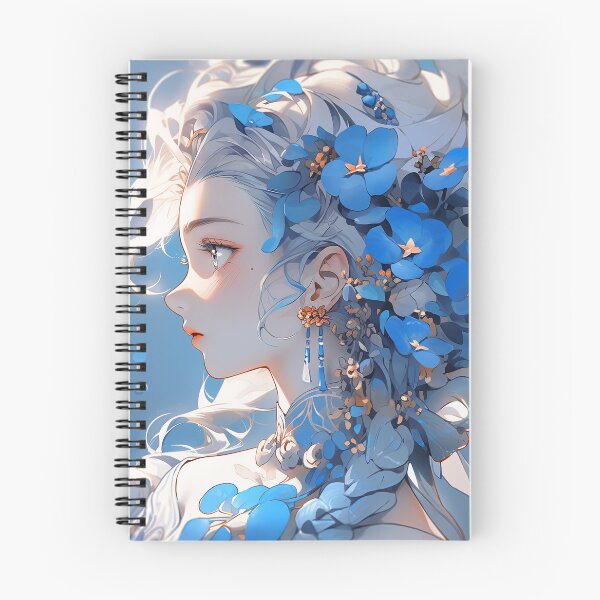 Item preview, Beautiful Elegant Blue Floral Anime Girl designed and sold by bubblegoth.